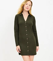 Petite Ribbed Mini Shirtdress