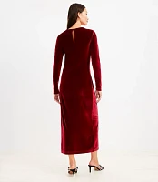 Shirred Velvet Midi Dress