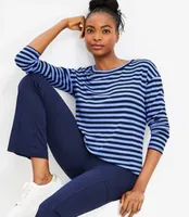 Lou & Grey Stripe Ribbed Signaturesoft Jersey Shirttail Top