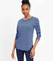 Lou & Grey Stripe Ribbed Signaturesoft Jersey Shirttail Top