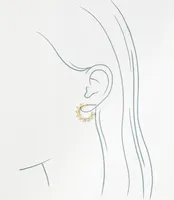 Pearlized Lined Hoop Earrings
