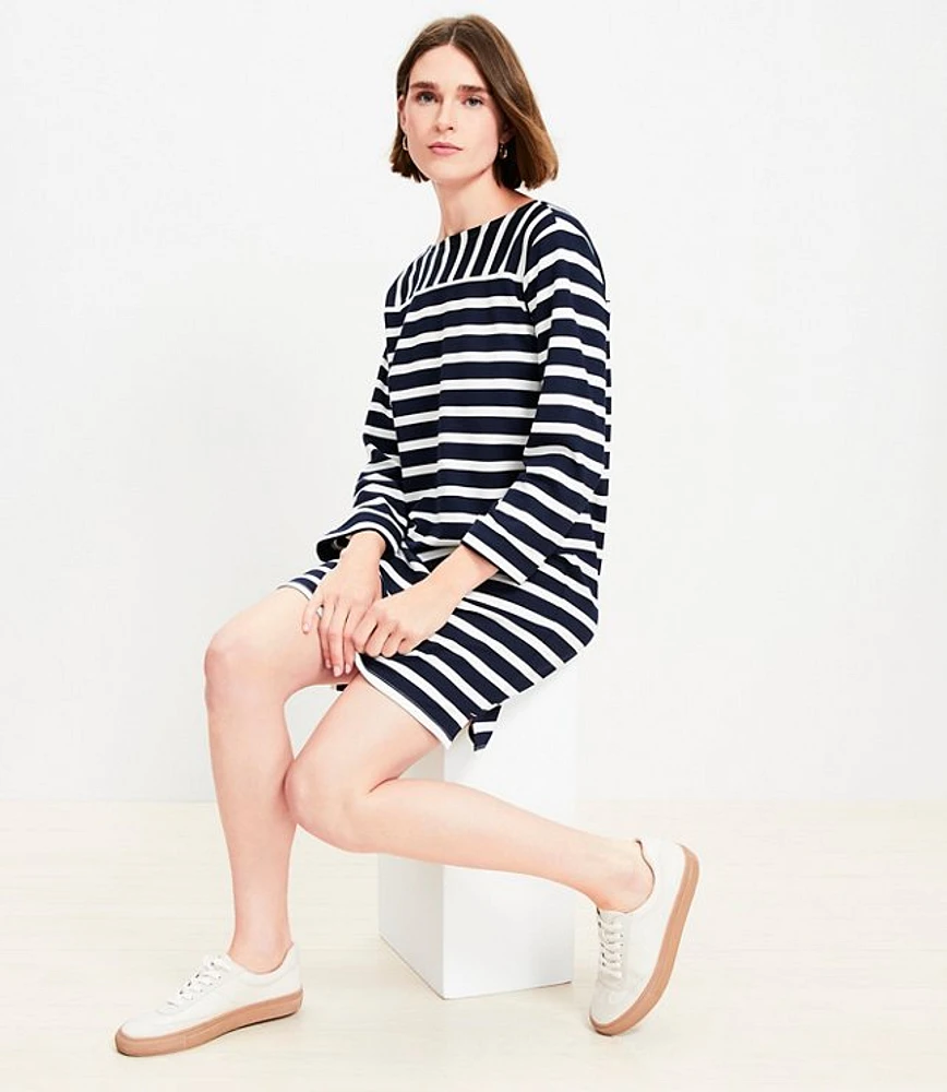 Petite Striped Ponte Mini Dress