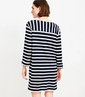 Petite Striped Ponte Mini Dress