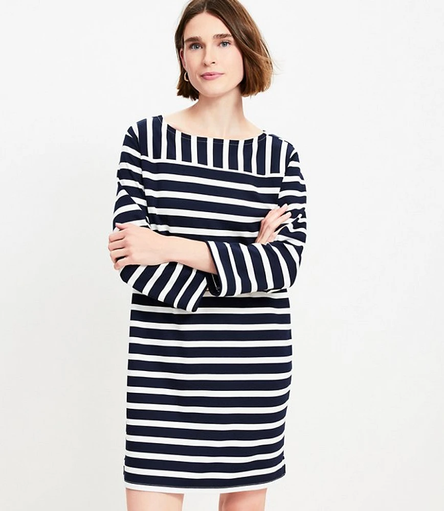 Petite Striped Ponte Mini Dress