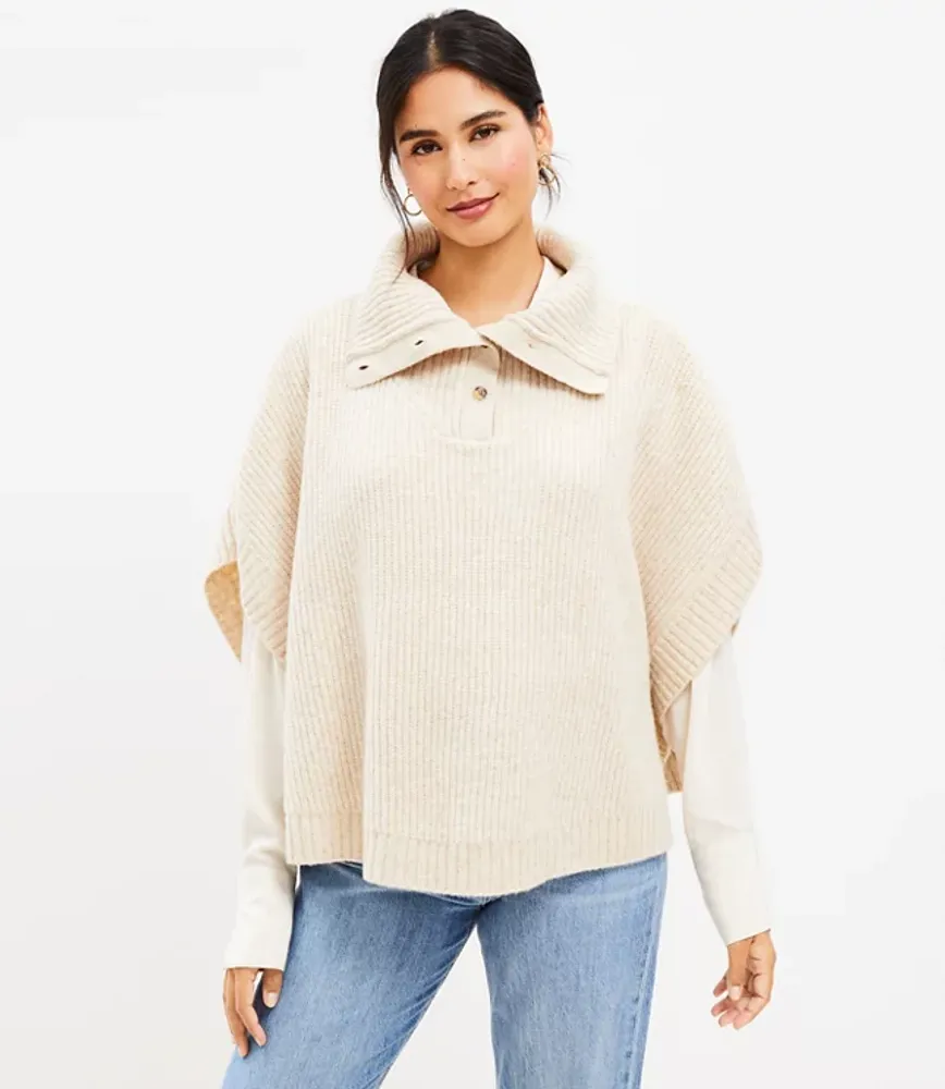 Button Turtleneck Poncho