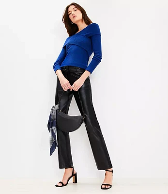 Petite Belted Riviera Slim Pants Faux Leather