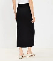 Petite Ribbed Ruched Midi Skirt