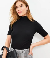 Petite Perfect Ribbed Mock Neck Top