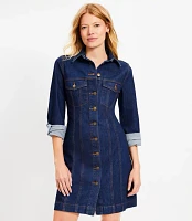 Denim Mini Pocket Dress Dark Rinse