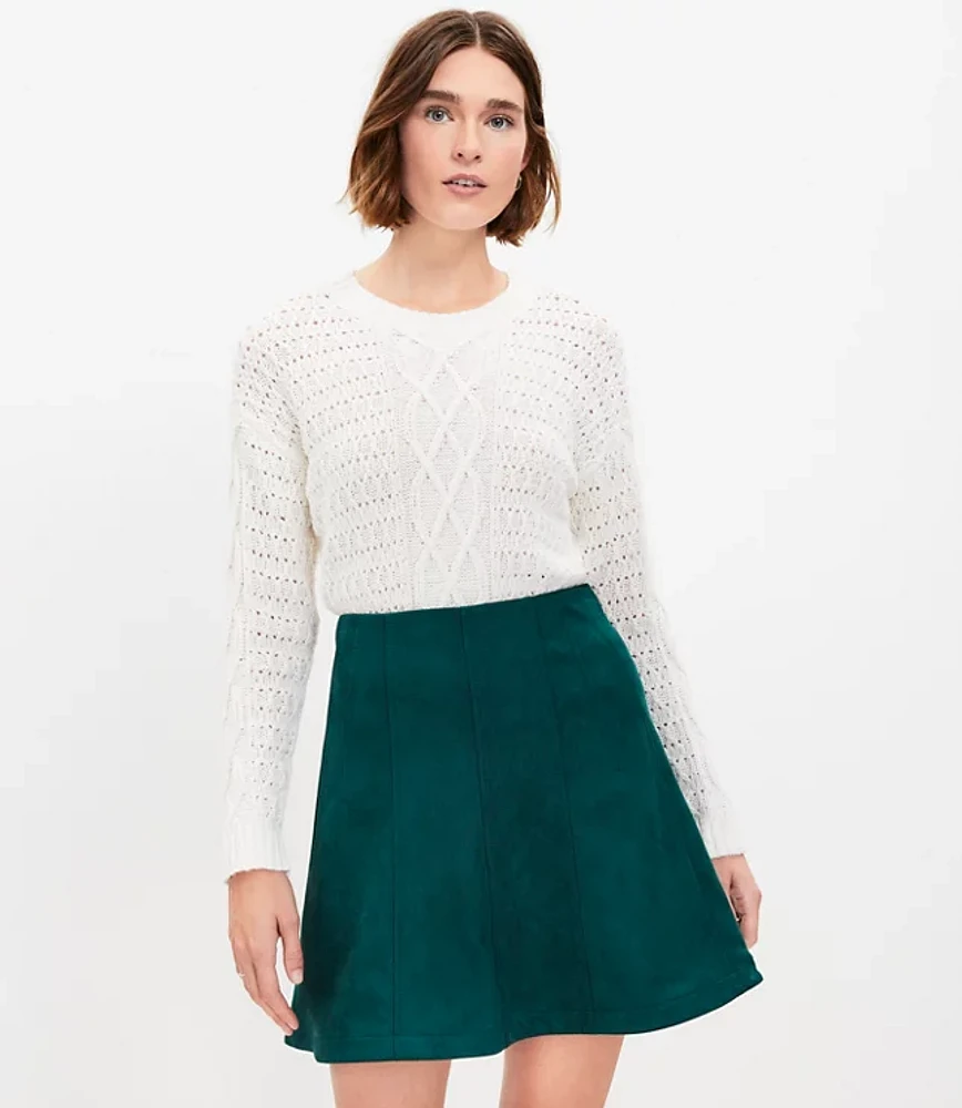 Petite Faux Suede Seamed Mini Skirt