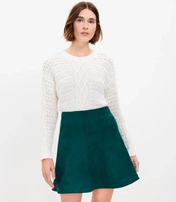 Petite Faux Suede Seamed Mini Skirt