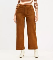 Petite Curvy Palmer Wide Leg Crop Pants Faux Suede