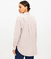 Petite Striped Cotton Everyday Oversized Pocket Shirt