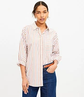 Petite Striped Cotton Everyday Oversized Pocket Shirt