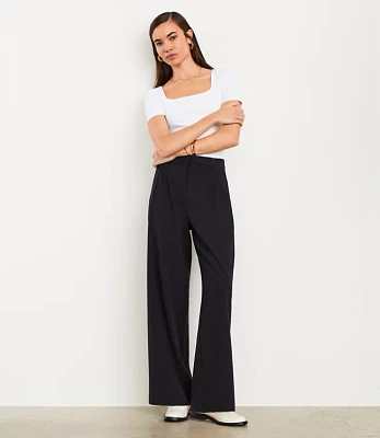 Petite LOFT Versa Seasonless Stretch Double Pleat Wide Leg Pant