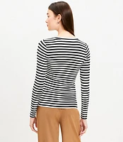 Petite Striped Long Sleeve Crew Neck Tee