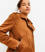 Petite Faux Suede Moto Jacket