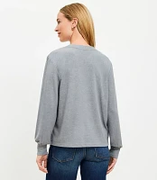 Petite Heathered Split Neck Top