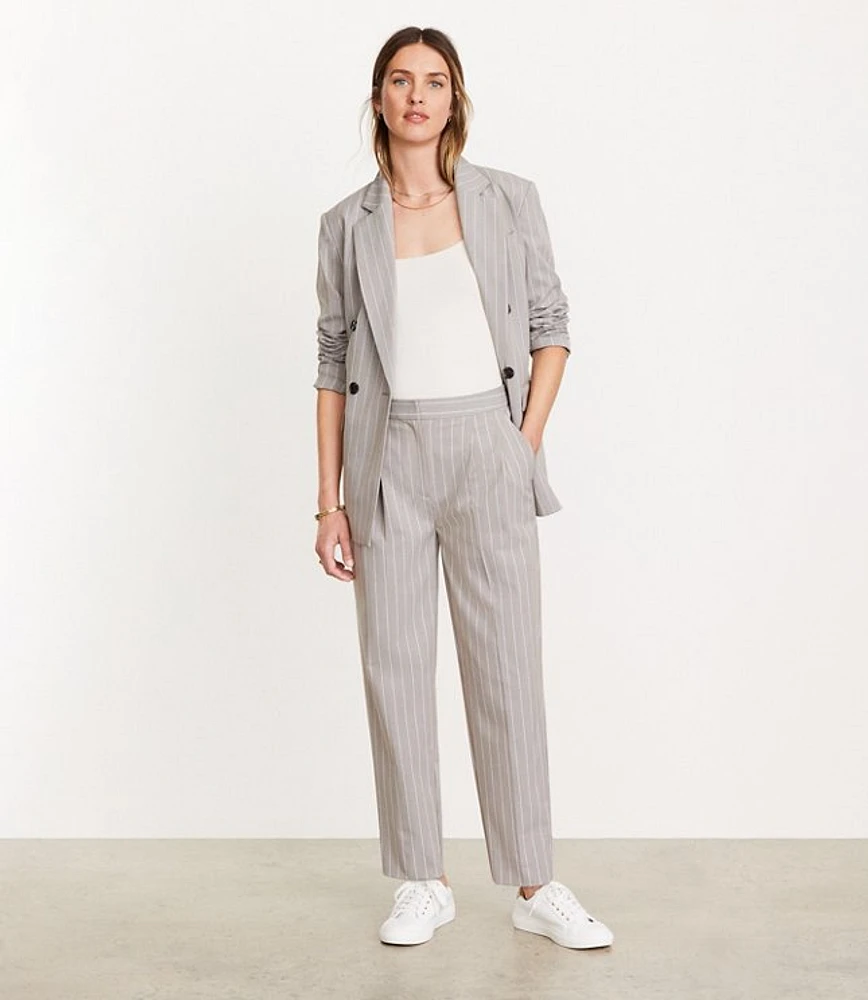 LOFT Versa Seasonless Stretch Double Pleat Taper Pant Stripe