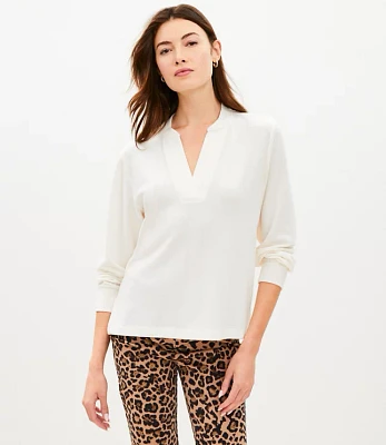 Petite Jersey Split Neck Top