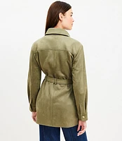 Petite Faux Suede Shirt Jacket