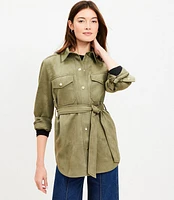 Petite Faux Suede Shirt Jacket