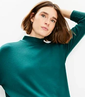 Petite Ribtrim Jersey Mock Neck Top