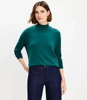 Petite Ribtrim Jersey Mock Neck Top