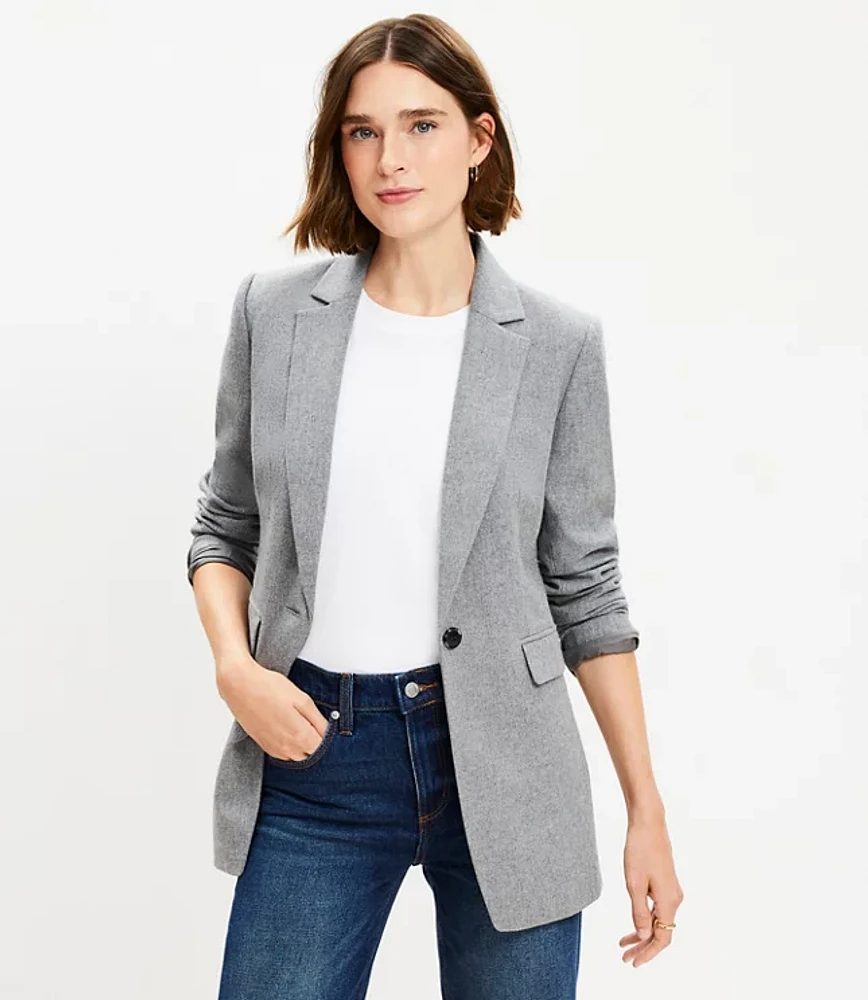 Petite Wool Blend Long Modern Blazer