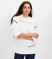 Stitched Trim Removable Scarf Sweater