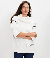 Stitched Trim Removable Scarf Sweater