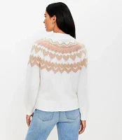 Heart Fair Isle Mock Neck Sweater