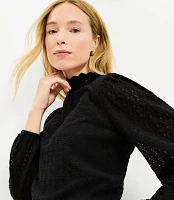 Petite Brushed Lace Turtleneck Top