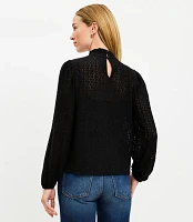 Petite Brushed Lace Turtleneck Top