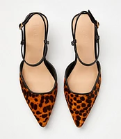 Leopard Print Haircalf Ankle Strap Heels