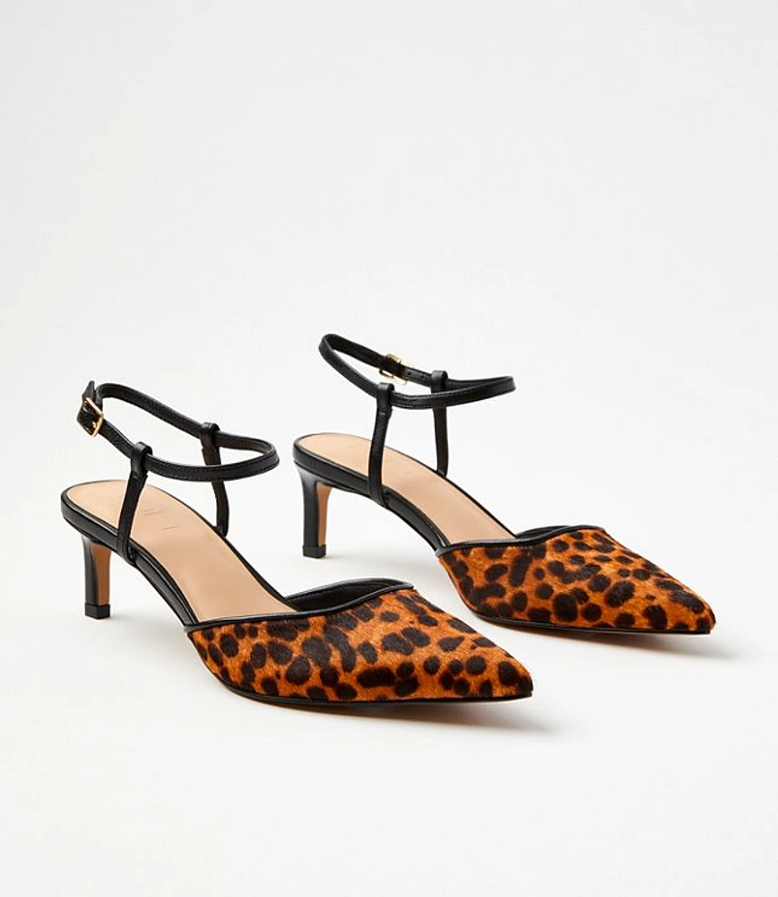 Leopard Print Haircalf Ankle Strap Heels