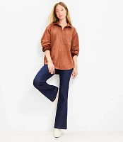 Petite Faux Suede Relaxed Pocket Tunic Shirt