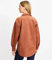 Petite Faux Suede Relaxed Pocket Tunic Shirt