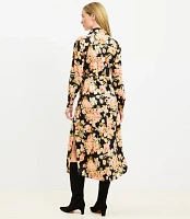 Petite Floral Belted Midi Pocket Shirtdress