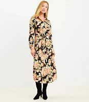 Petite Floral Belted Midi Pocket Shirtdress