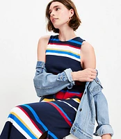 Petite Striped Racerback Midi Dress