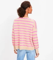 Stripe Relaxed V-Neck Cashmere Sweater