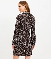 Chain Print Mini Wrap Dress