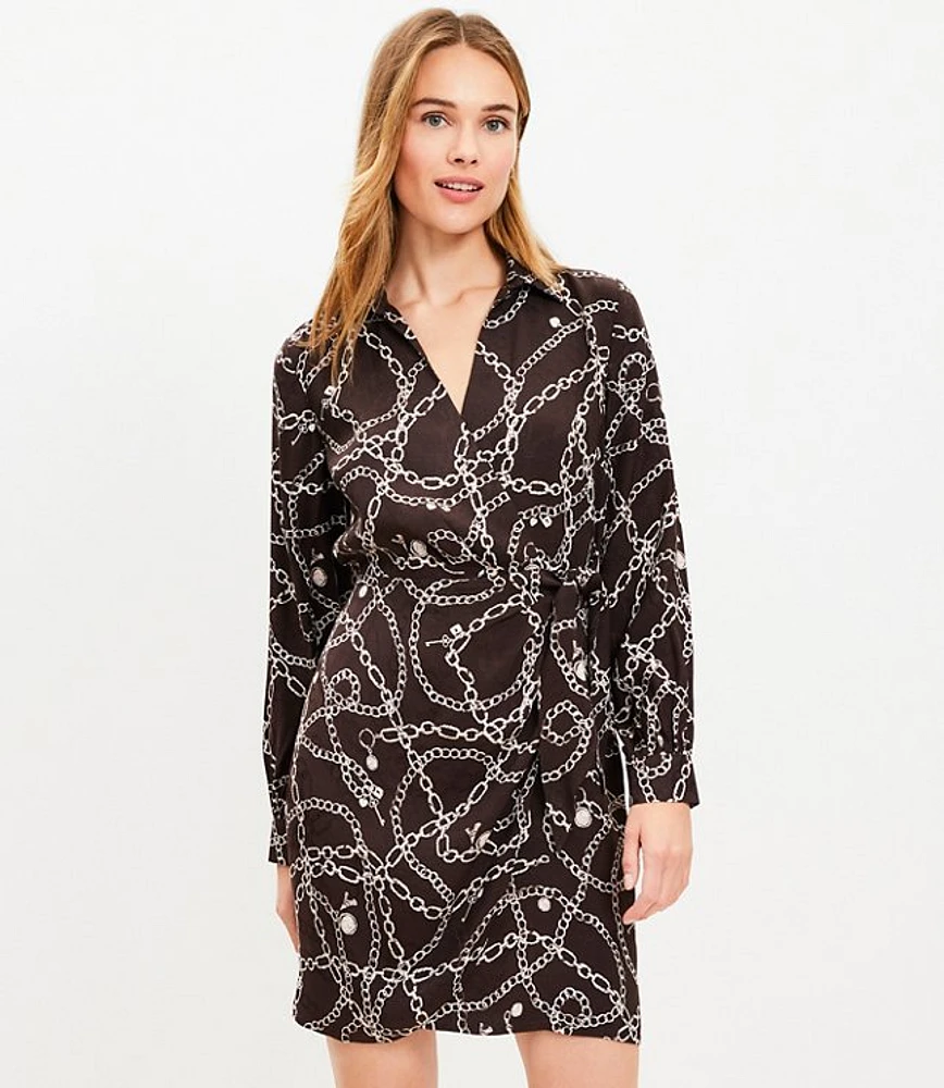 Chain Print Mini Wrap Dress