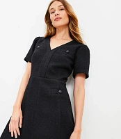 Petite Tweed Mini Flare Pocket Dress