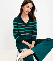 Stripe Relaxed V-Neck Sweater