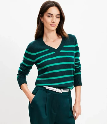 Stripe Relaxed V-Neck Sweater