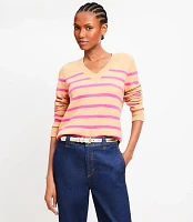 Stripe Relaxed V-Neck Sweater