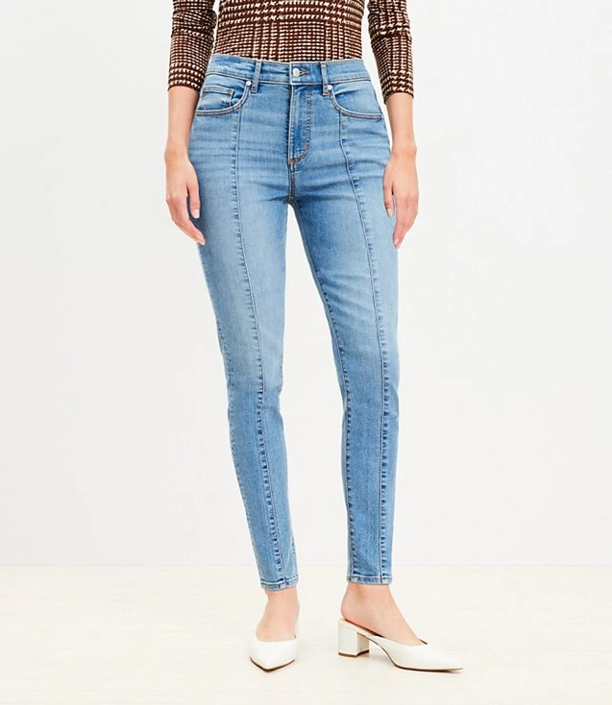 Curvy Seamed High Rise Skinny Jeans Light Mid Indigo Wash