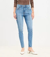 Curvy Seamed High Rise Skinny Jeans Light Mid Indigo Wash